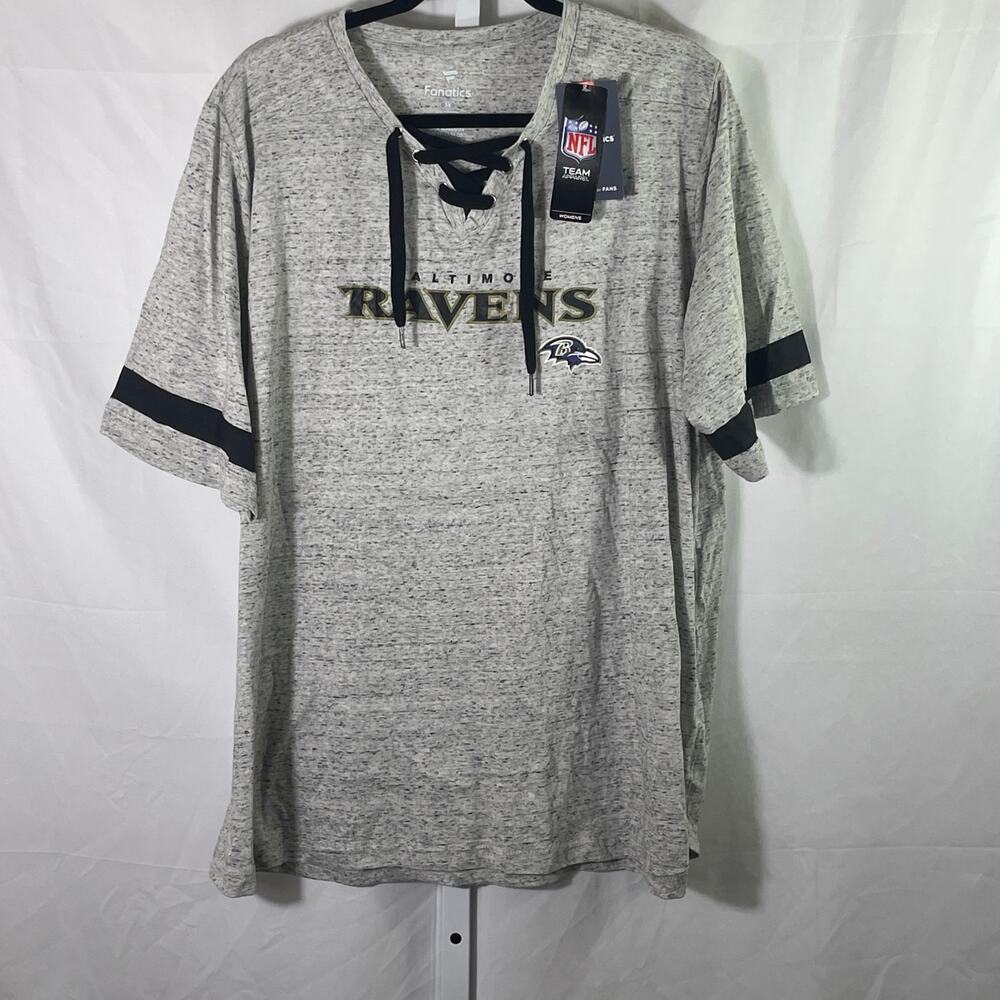 NWT Baltimore Ravens Lace-up T-shirt - Womens Size 3X  - Heather Gray